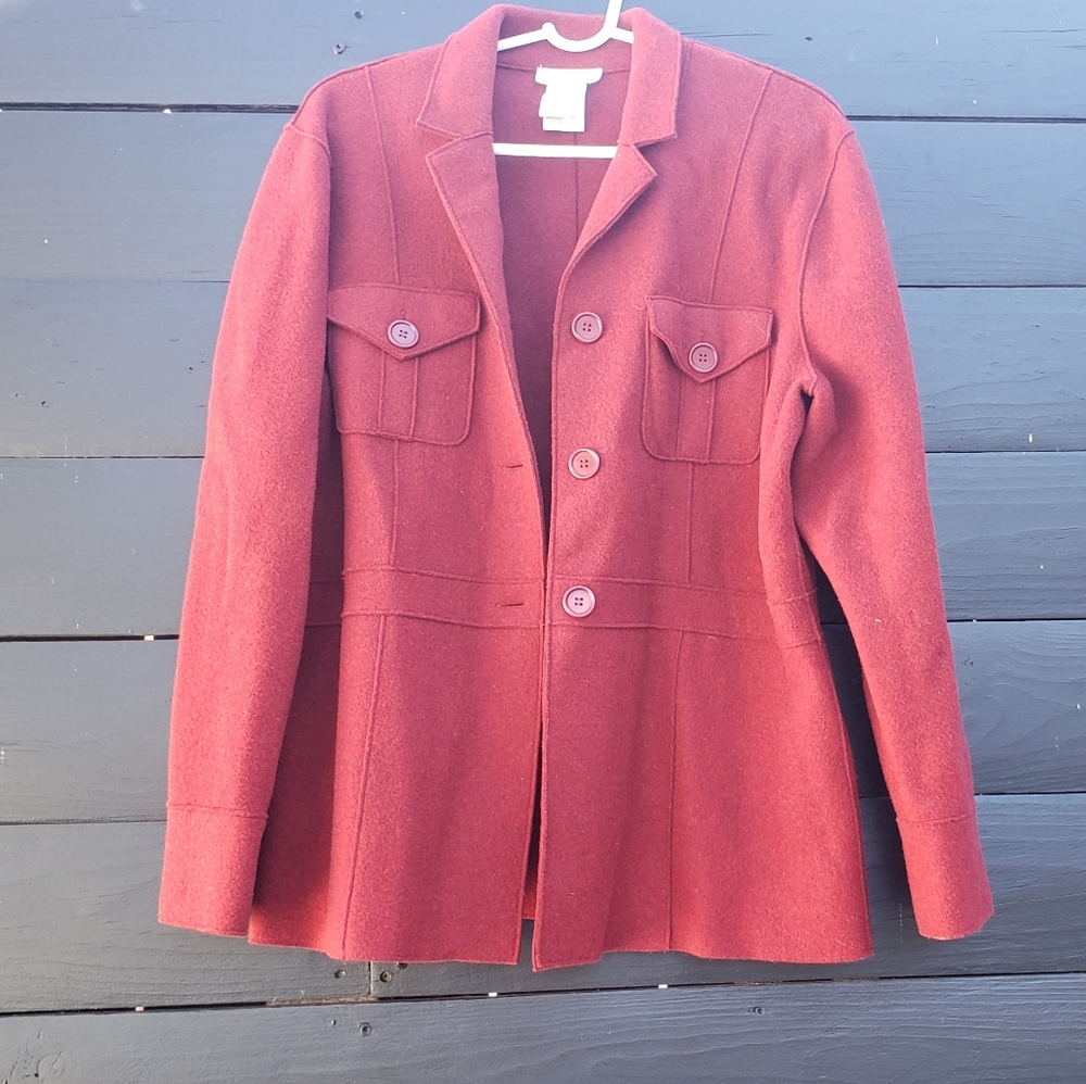 Jones New York Sport red wool jacket XL.